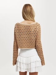 Natural - Cotton On Zendaya Wide Neck Crochet Sweater - Imagen 2 de 4