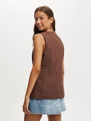 Marrón - Cotton On Sienna Linen Cotton Waistcoat - Imagen 2 de 4