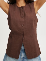 Marrón - Cotton On Sienna Linen Cotton Waistcoat - Imagen 4 de 4