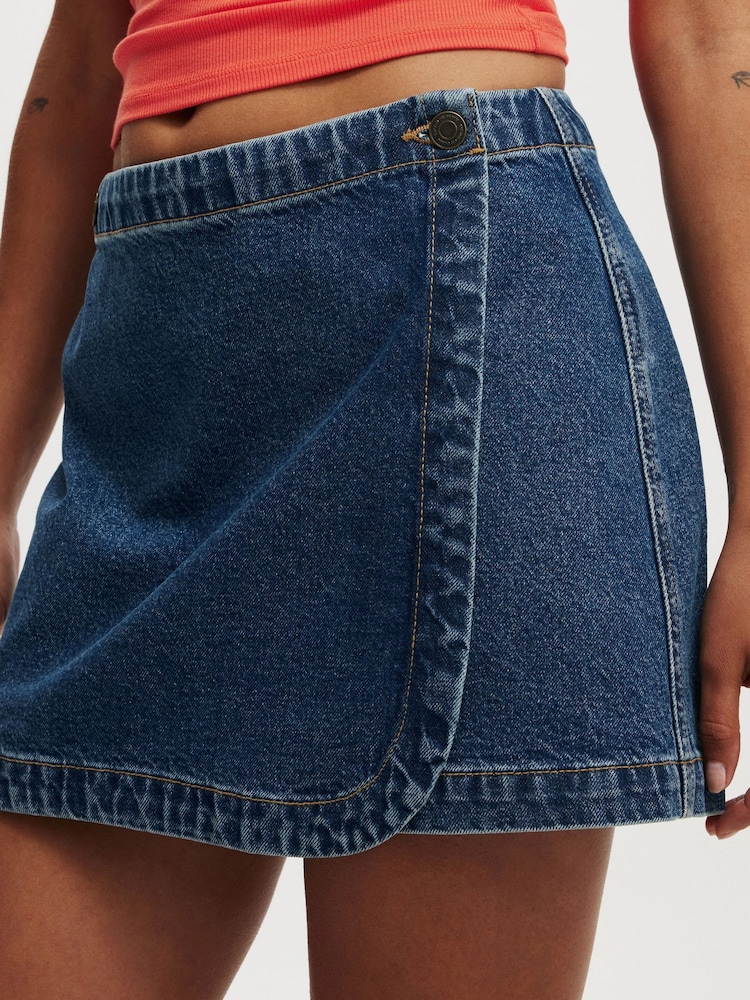 Azul de Chrome - Cotton On Wrapped Denim Mini Skirt - Imagen 5 de 5