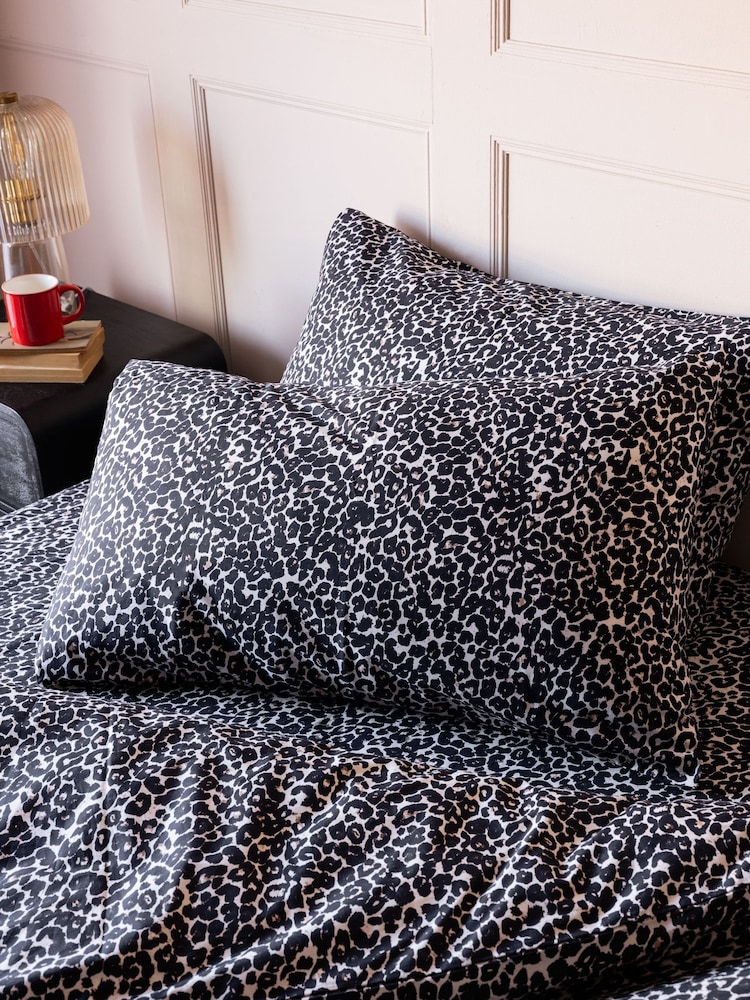 Rockett St George Set of 2 Snow Leopard 180 Thread Count Pillowcases - Image 1 of 5