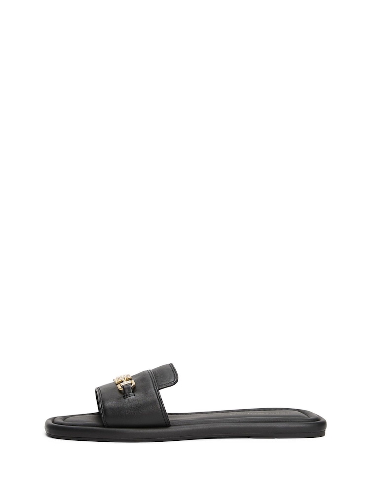 Tommy Hilfiger Black Leather Slip On Slippers - Image 2 of 5 Tommy Hilfiger Black Leather Slip On Slippers - Image 2 of 5