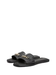Tommy Hilfiger Black Leather Slip On Slippers - Image 3 of 5