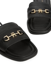 Tommy Hilfiger Black Leather Slip On Slippers - Image 5 of 5