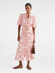 Forever New Red Petite Rhiannon Embroidered Midi Dress - Image 1 of 4