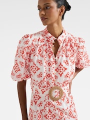 Forever New Red Petite Rhiannon Embroidered Midi Dress - Image 4 of 4