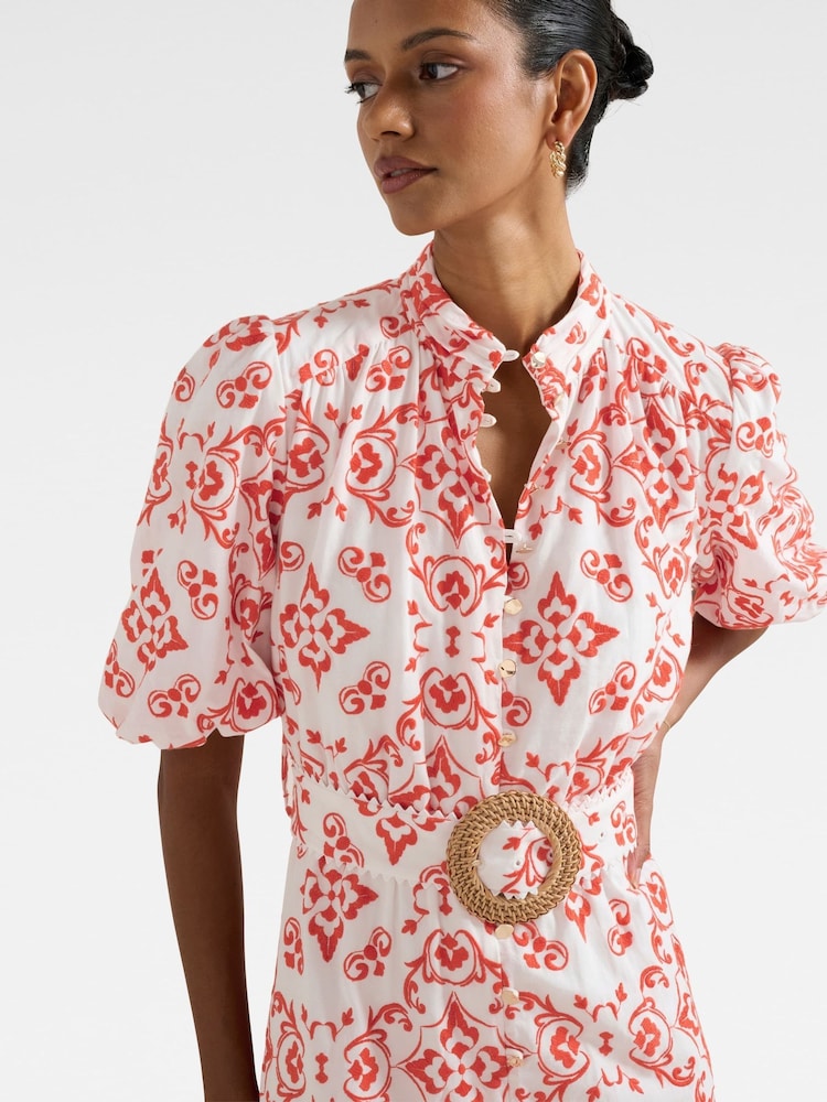 Forever New Red Petite Rhiannon Embroidered Midi Dress - Image 4 of 4