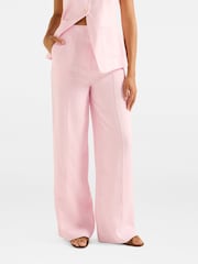 Forever New Pink Pure Linen Cynthia Wide Leg Joggers - Image 1 of 5