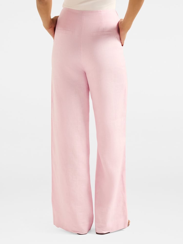 Forever New Pink Pure Linen Cynthia Wide Leg Joggers - Image 2 of 5