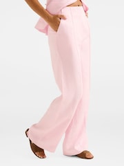 Forever New Pink Pure Linen Cynthia Wide Leg Joggers - Image 4 of 5
