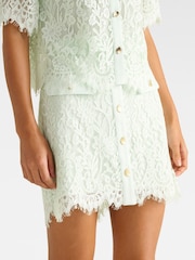Forever New Green Lola Button Lace Mini Skirt - Image 4 of 5