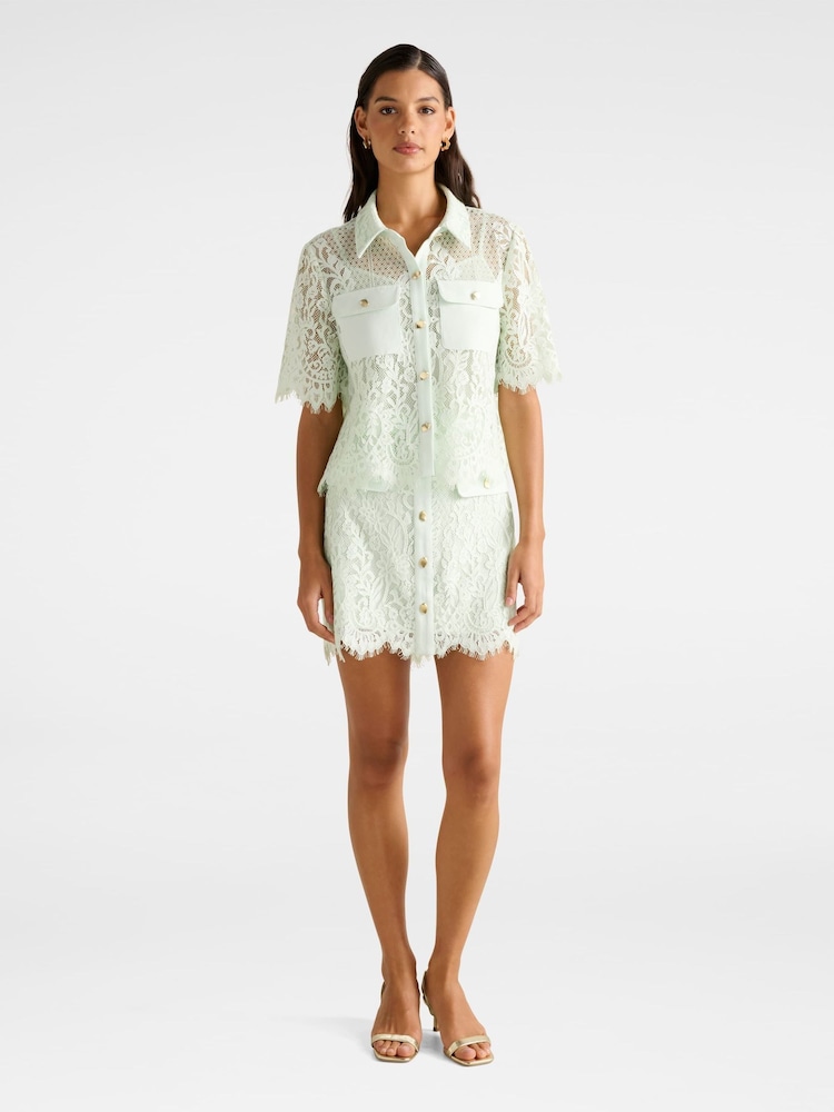 Forever New Green Lola Button Lace Mini Skirt - Image 5 of 5