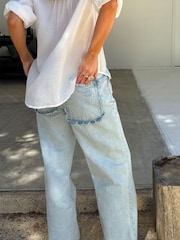 Never Fully Dressed Blue Scallop Detail Straight Leg Jeans - Image 2 of 6