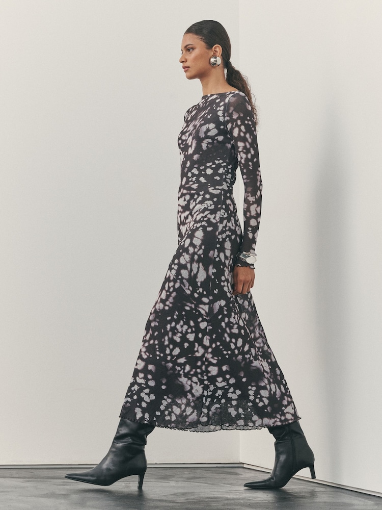 Nothing Ordinary Chocolate Brown Slash Neck Long Sleeve Midi Dress - Image 1 of 9