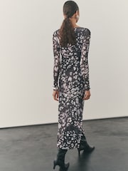 Nothing Ordinary Chocolate Brown Slash Neck Long Sleeve Midi Dress - Image 2 of 9