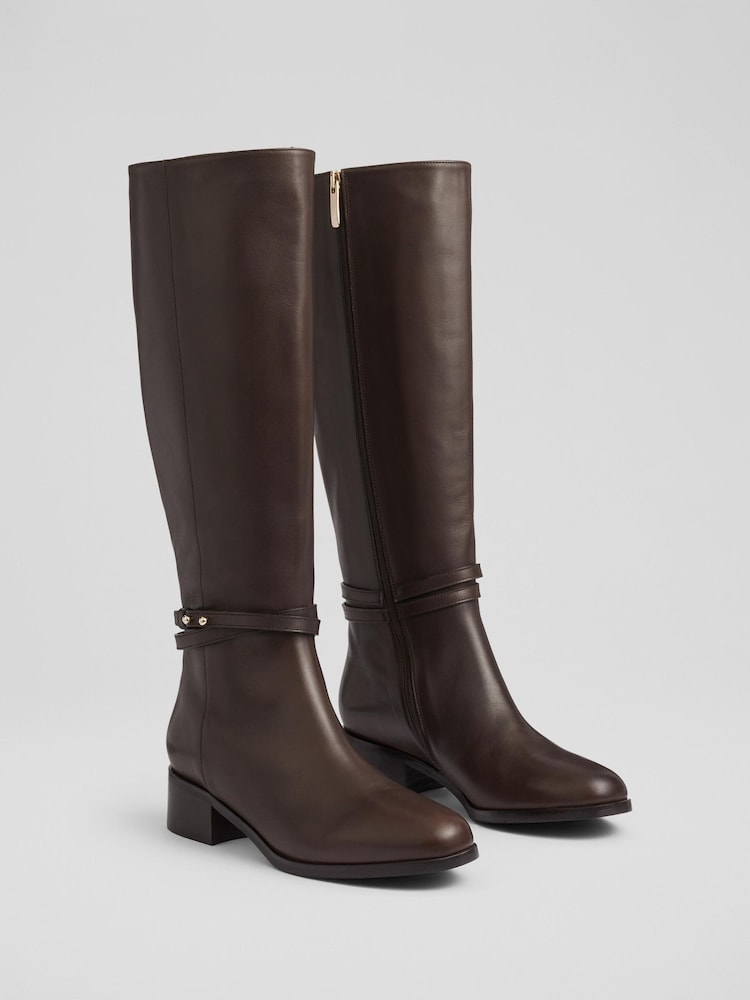 LK Bennett Brown Bena Espresso Casual Riding Boots - Image 2 of 4