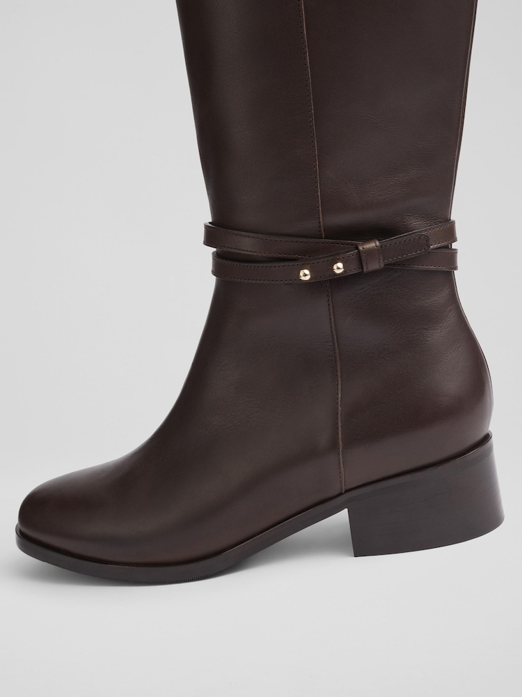 LK Bennett Brown Bena Espresso Casual Riding Boots - Image 4 of 4