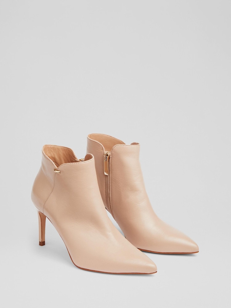 LK Bennett Natural Corinne Leather Ankle Boots - Image 2 of 4