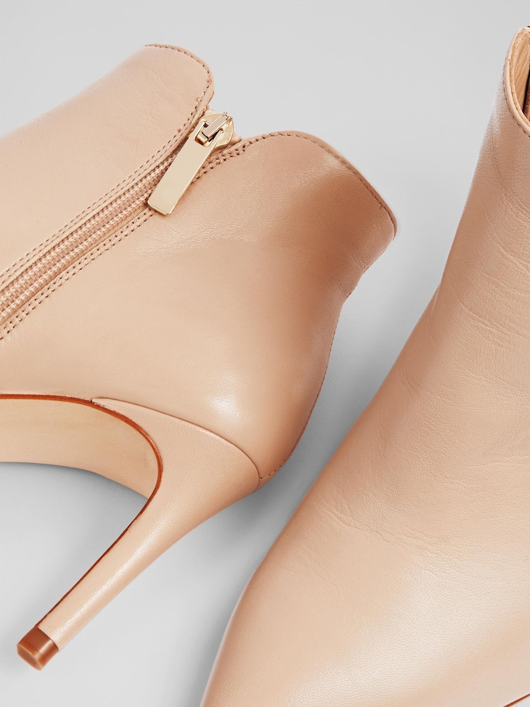 LK Bennett Natural Corinne Leather Ankle Boots - Image 4 of 4