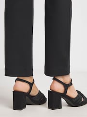JD Williams Black Extra Wide Fit Cross-Over Detail Heeled Sandals - Image 2 of 4