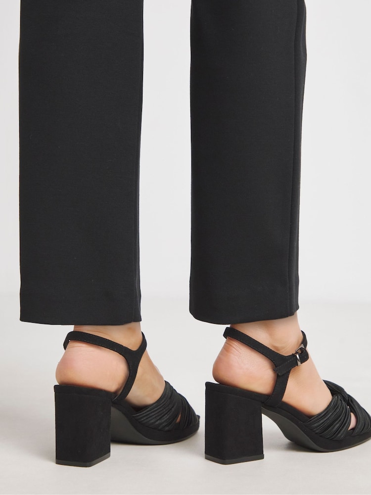 JD Williams Black Extra Wide Fit Cross-Over Detail Heeled Sandals - Image 2 of 4