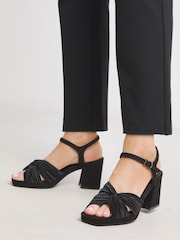 JD Williams Black Extra Wide Fit Cross-Over Detail Heeled Sandals - Image 4 of 4
