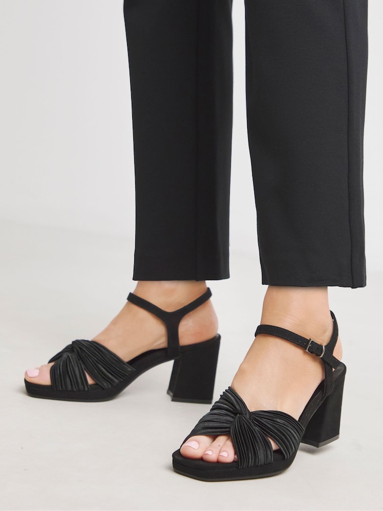 JD Williams Black Extra Wide Fit Cross-Over Detail Heeled Sandals - Image 4 of 4
