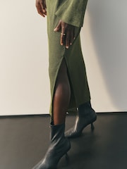 Nothing Ordinary Olive Green Metallic Crew Neck Maxi Dress - Image 5 of 8