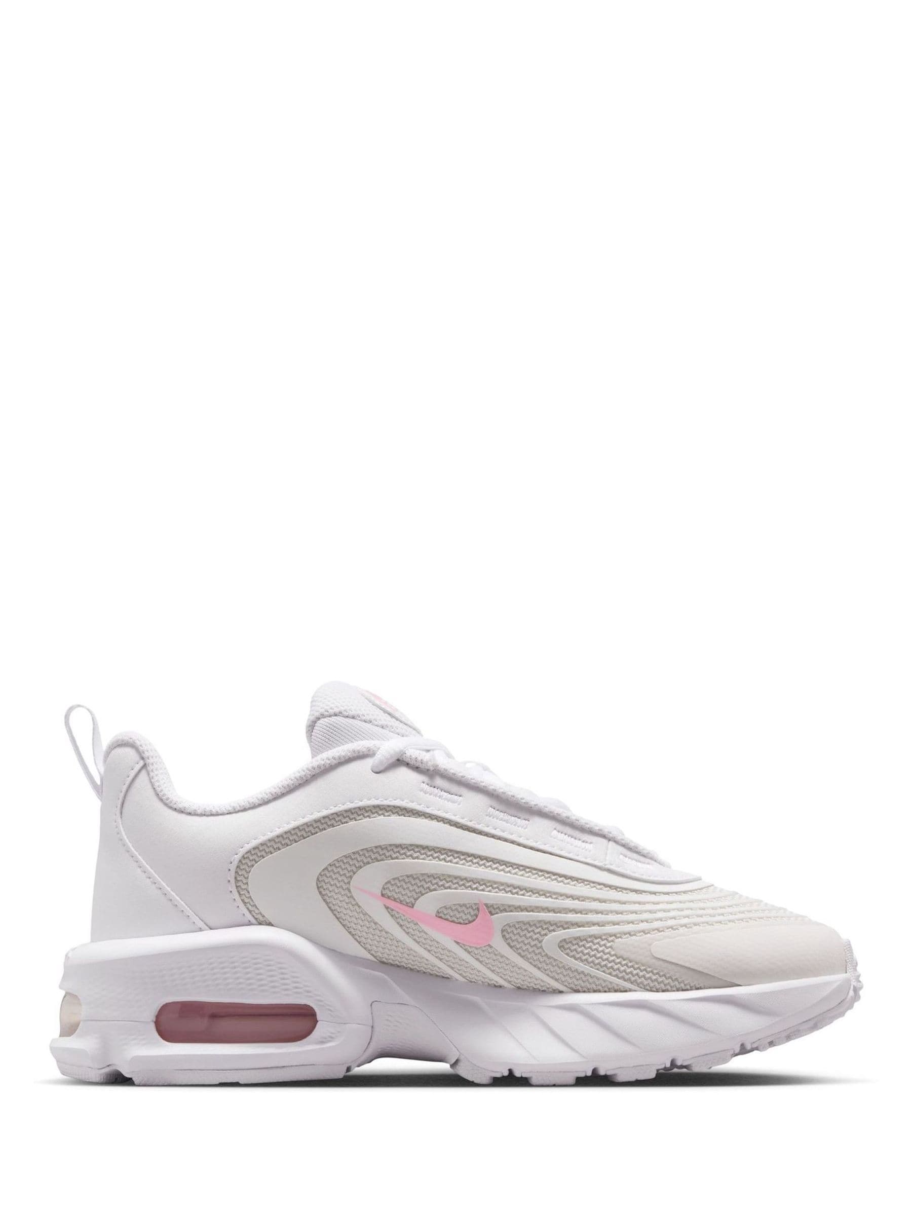 nike air max 270 react sneakers in white and pink