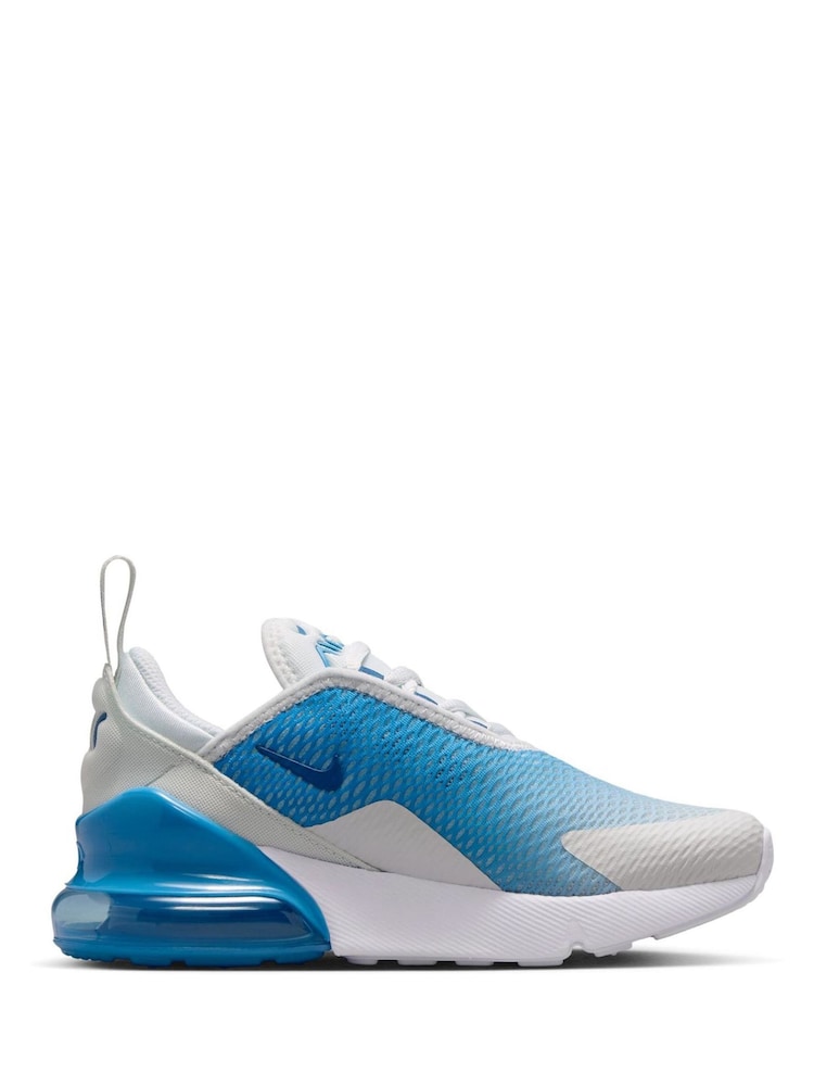 Nike White/Court Blue Junior Air Max 270 Trainers - Image 1 of 11 Nike White/Court Blue Junior Air Max 270 Trainers - Image 1 of 11