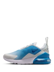 Nike White/Court Blue Junior Air Max 270 Trainers - Image 3 of 11