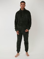 Loungeable Green Sherpa Lounge Joggers - Image 3 of 4