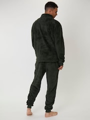 Loungeable Green Sherpa 1/4 Zip Jumper - Image 3 of 4