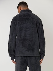 Grau - Loungeable Sherpa Quarter Zip Jumper - Bild 2 von 6