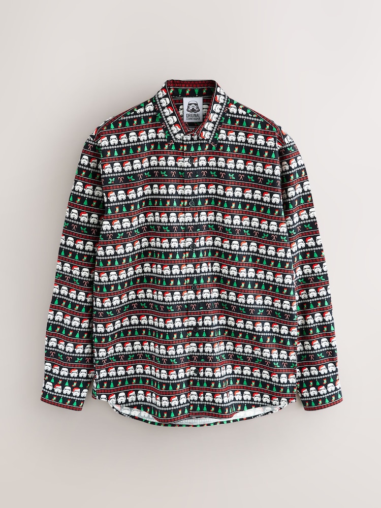 Black Stormtrooper Christmas Printed Long Sleeve Shirt - Image 1 of 3