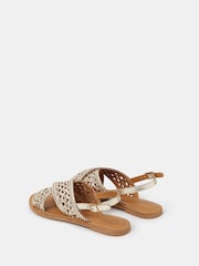 Accessorize Gold Woven Cross-Strap Sandals - Image 3 of 3