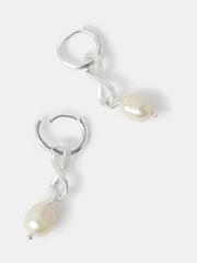 Accessorize Silver Tone Infinity Pearl Drop Earrings - Image 1 of 1