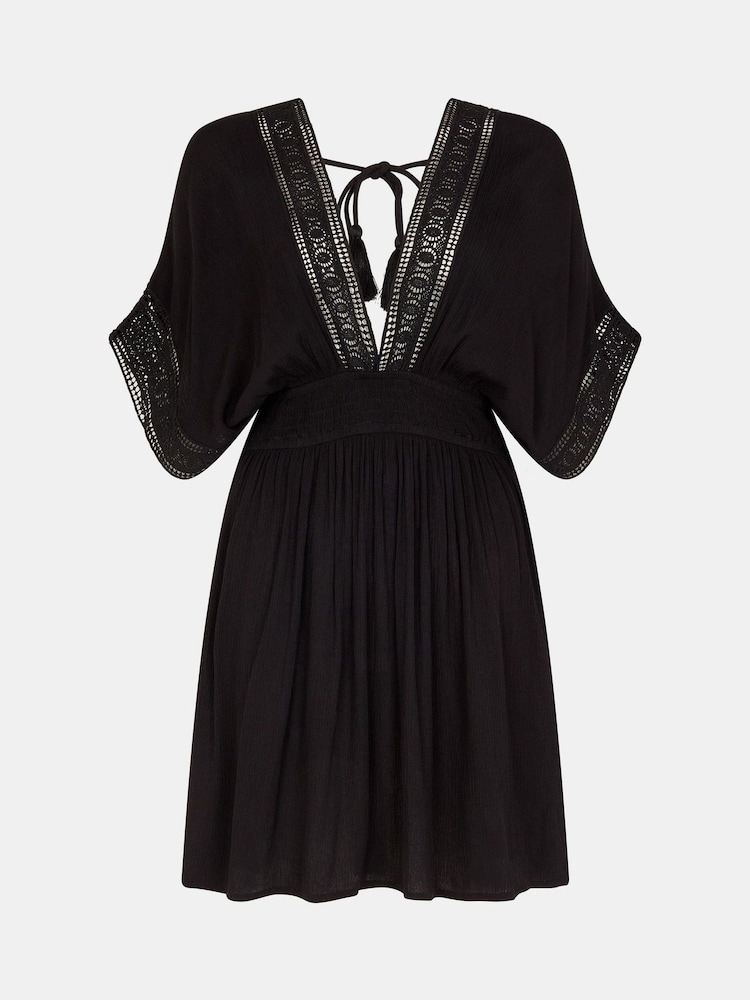 Accessorize Black Crochet Trim Kaftan - Image 1 of 1