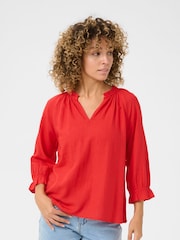 Cream Red CRVenta V-Neck 3/4 Sleeve Blouse - Image 1 of 5