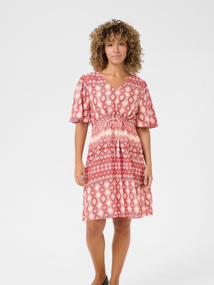 Cream Red CRTiah V-Neck Short Sleeve Dress - Image 2 of 5 Cream Red CRTiah V-Neck Short Sleeve Dress - Image 2 of 5