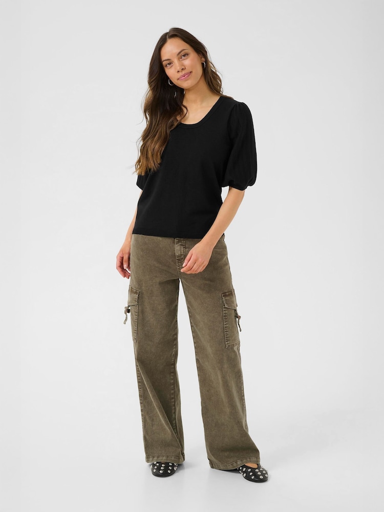 Cream CRVillea Pleated Sleeve Black Jumper - Image 2 of 6 Cream CRVillea Pleated Sleeve Black Jumper - Image 2 of 6