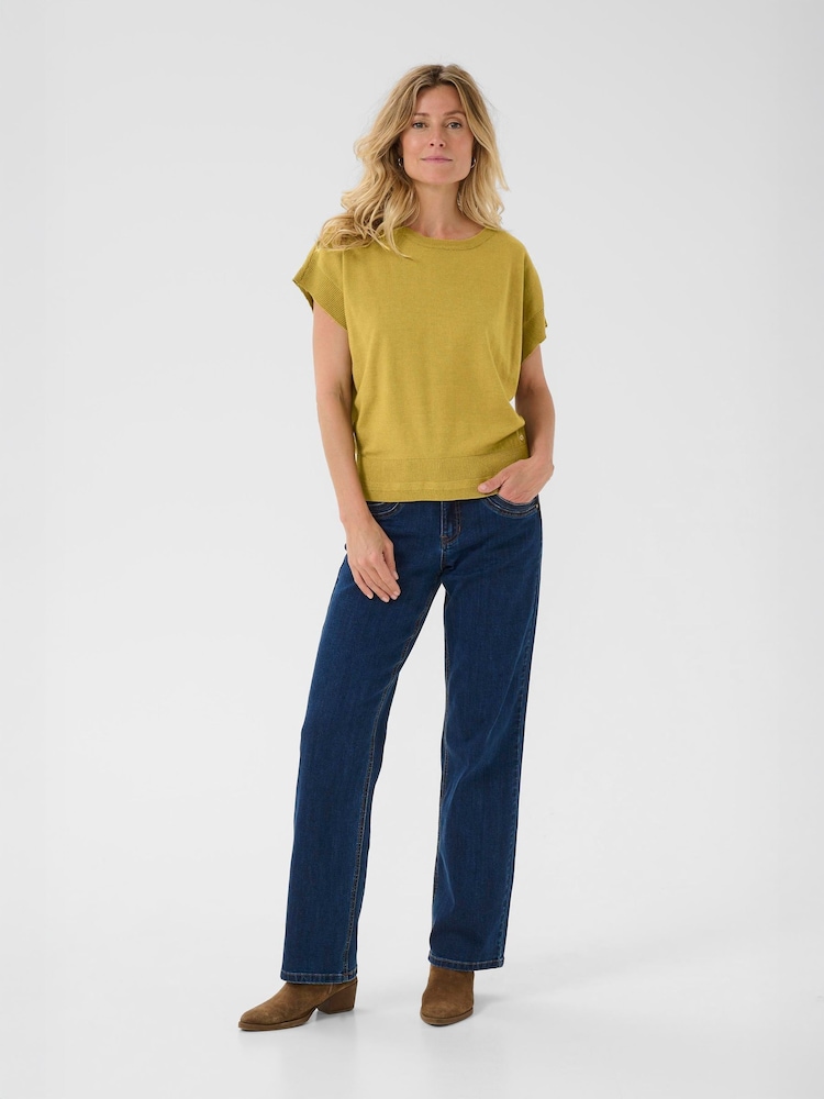 Cream Green CRDela Knit Short Sleeve Top - Image 1 of 6 Cream Green CRDela Knit Short Sleeve Top - Image 1 of 6