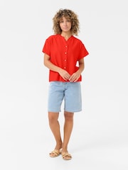 Cream Red CRLori Short Sleeve V-Neck Lace Shirt - Image 2 of 6