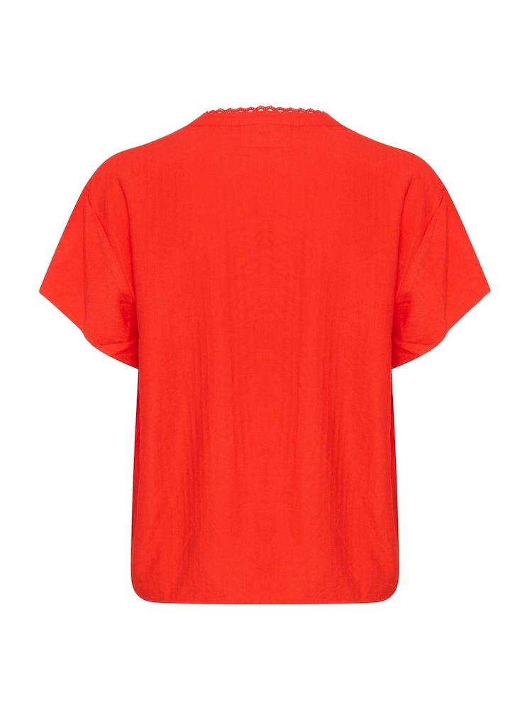 Cream Red CRLori Short Sleeve V-Neck Lace Shirt - Image 6 of 6 Cream Red CRLori Short Sleeve V-Neck Lace Shirt - Image 6 of 6