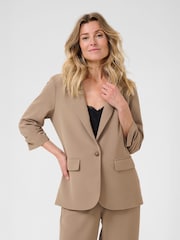 Cream CRCan Cocamia 3/4 Sleeve Brown Blazer - Image 1 of 6