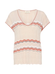 Cream CRTommin Short Sleeve V-Neck Knit Black Top - Image 4 of 5