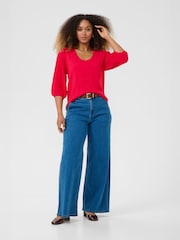 Cream Red CRVillea Pleated Sleeve Jumper - Image 2 of 6