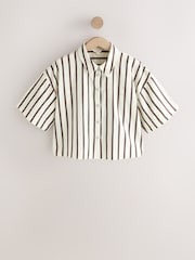 Chocolate Brown Relaxed Button Down Shirt With Linen - Image 7 of 9