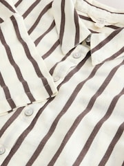 Chocolate Brown Relaxed Button Down Shirt With Linen - Image 8 of 9