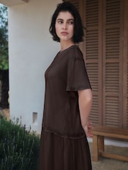 Schokoladenbraun - Jersey Two In One T-Shirt Dress - Bild 5 von 9